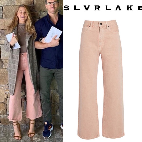 SLVRLAKE Grace High Rise Ankle Jeans Size 24 Dusty Pink Coral Wide Leg USA Made - Picture 2 of 16